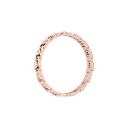 Vintage-Inspired Round Diamond Wedding Band Ring for Daily Wear in 18K Solid Gold