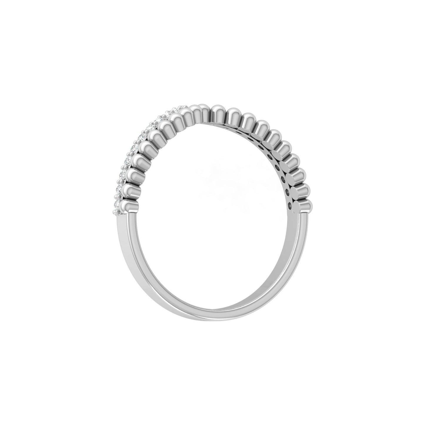 V Shape Crown Diamond Ring Beaded Band Design Dainty Wedding Ring For Her