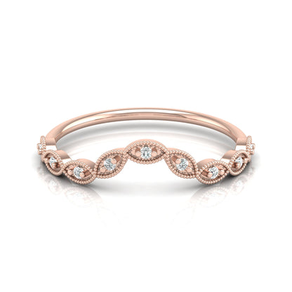 Dainty Vintage V-Shape Princess Crown Diamond Ring Elegant Gift for Her In 14K Solid Gold