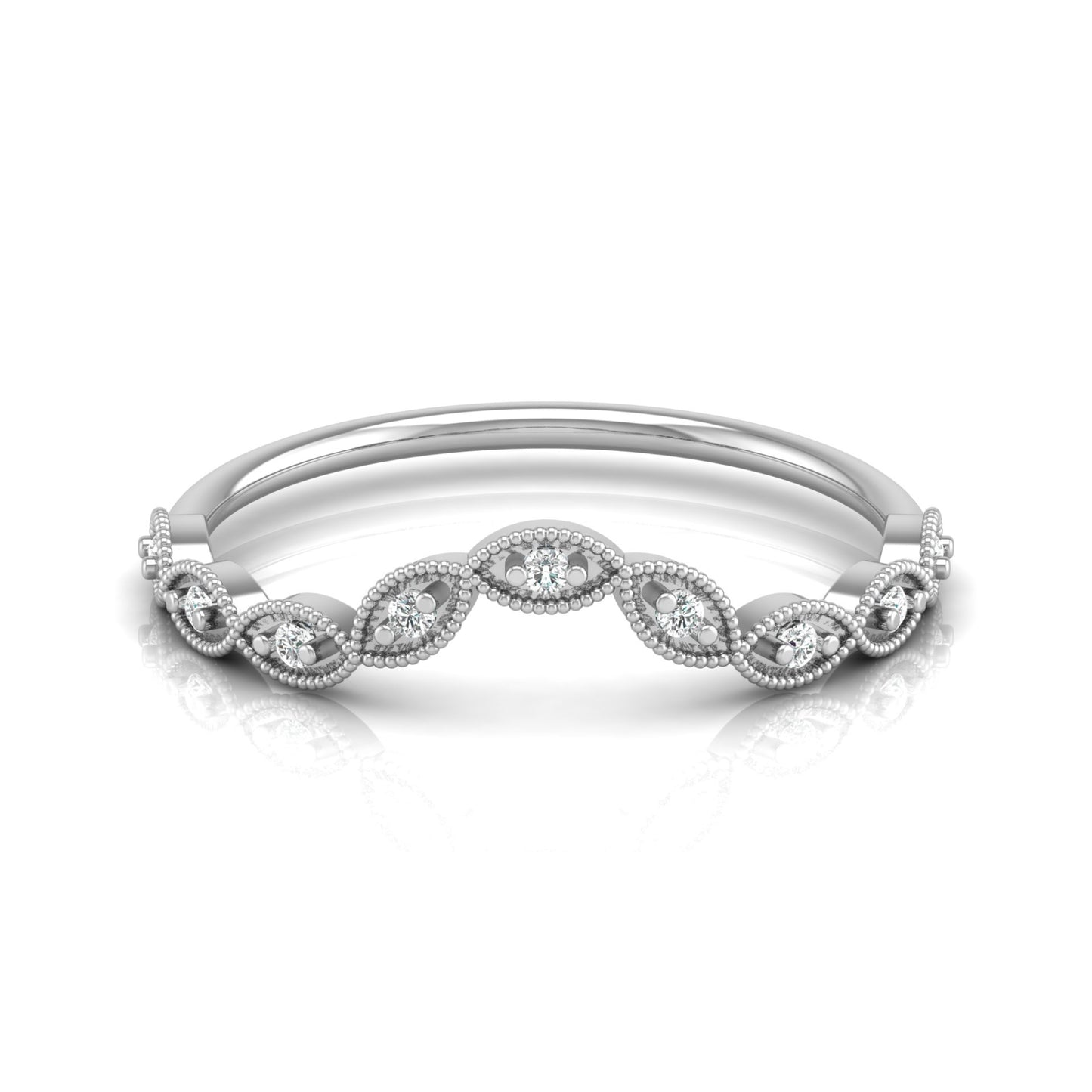 Dainty Vintage V-Shape Princess Crown Diamond Ring Elegant Gift for Her In 14K Solid Gold