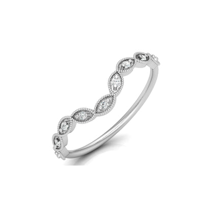 Dainty Vintage V-Shape Princess Crown Diamond Ring Elegant Gift for Her In 14K Solid Gold