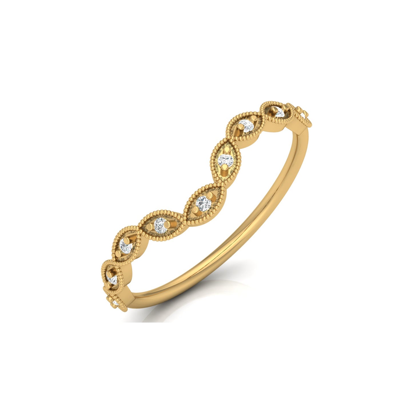 Dainty Vintage V-Shape Princess Crown Diamond Ring Elegant Gift for Her In 14K Solid Gold