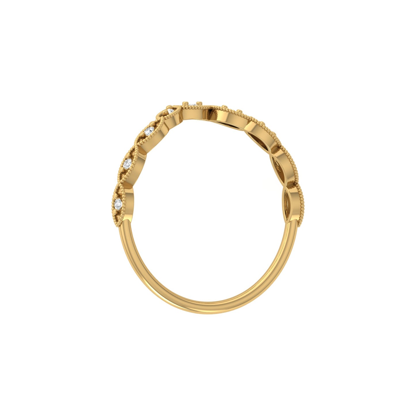 Dainty Vintage V-Shape Princess Crown Diamond Ring Elegant Gift for Her In 14K Solid Gold