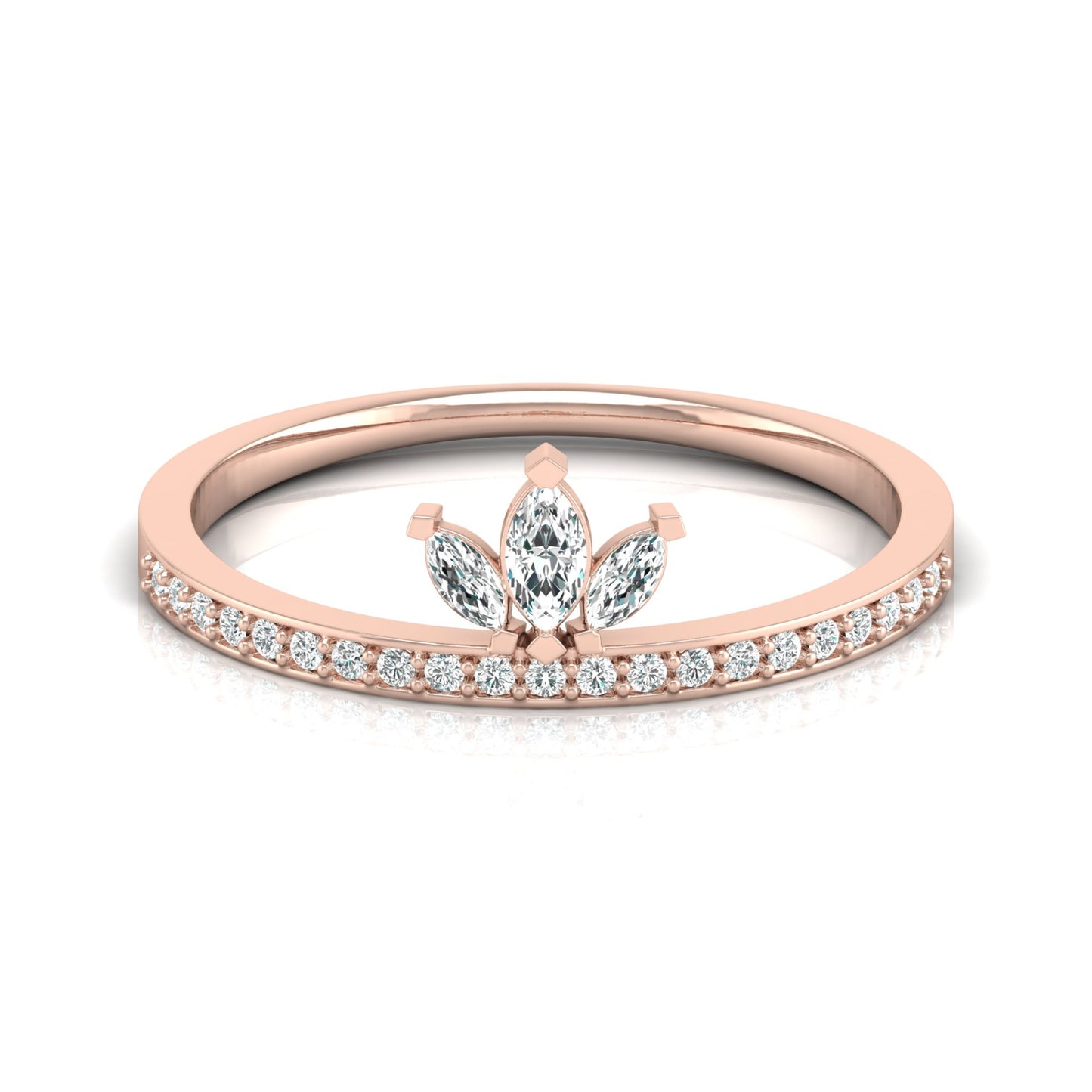 0.17 CT Dainty Crystal Tiara Crown Wedding Ring for Her Elegant Bridal Band In Natural And Labgrown Diamonds