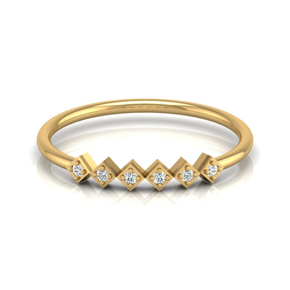 Geometric Diamond Band Ring For Women's Modern Square-Set Round Diamond Ring In 14K Solid Gold