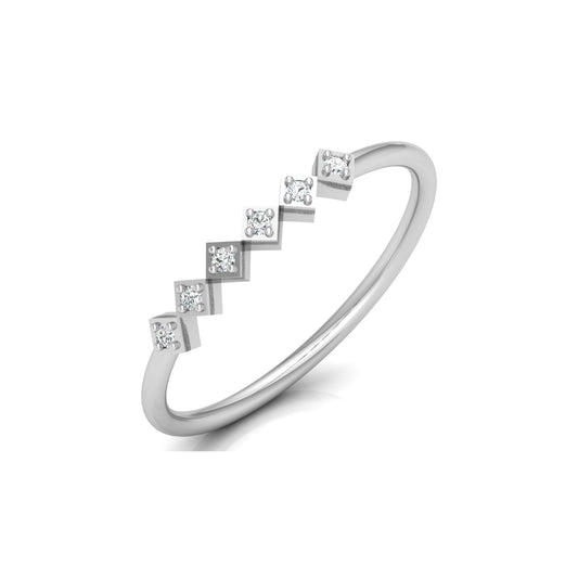 Geometric Diamond Band Ring For Women's Modern Square-Set Round Diamond Ring In 14K Solid Gold