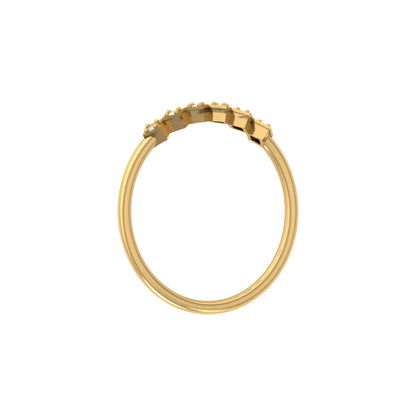 Geometric Diamond Band Ring For Women's Modern Square-Set Round Diamond Ring In 14K Solid Gold