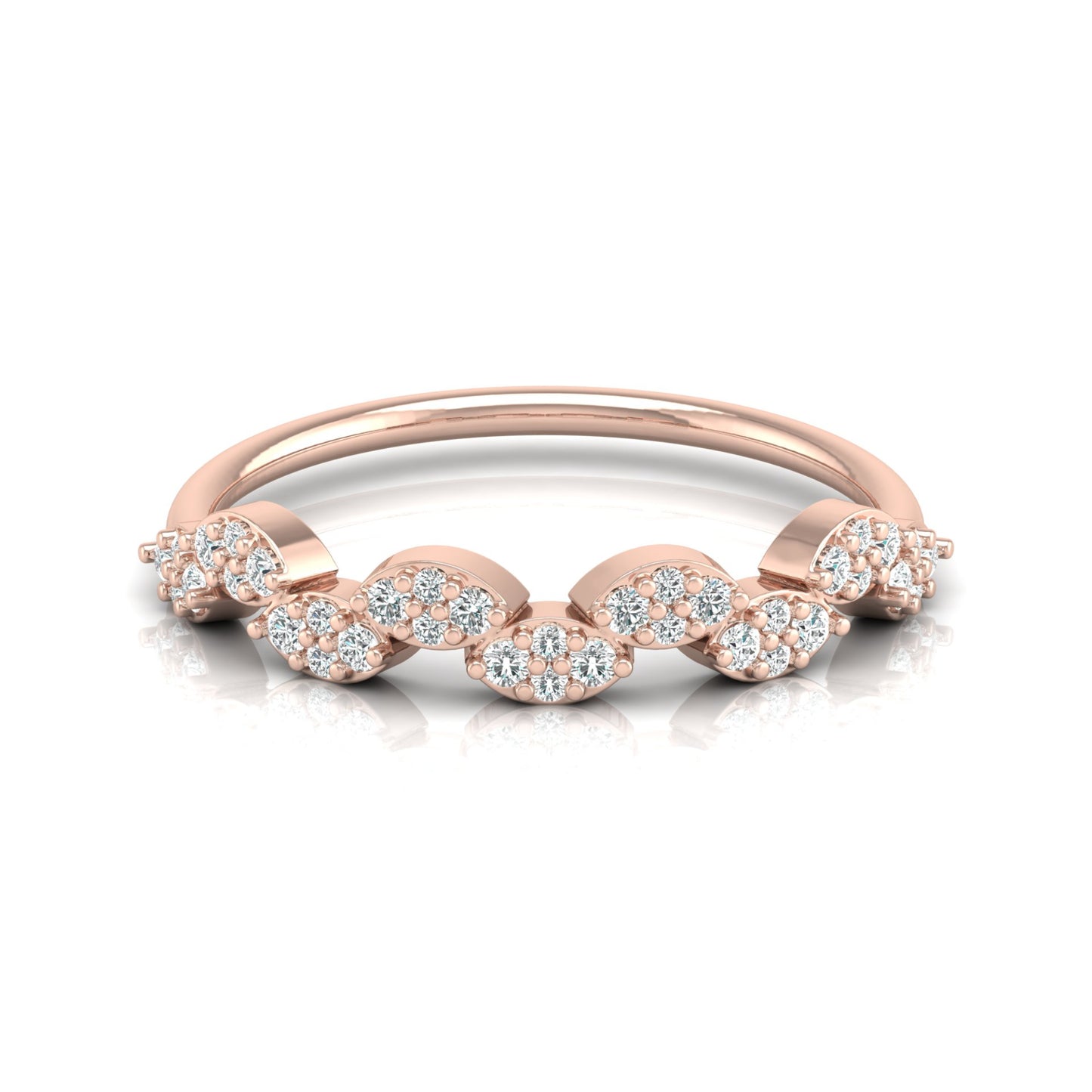 0.22 Carat Round Diamond Minimalist Wedding Band Ring Dainty Gold Ring for Her