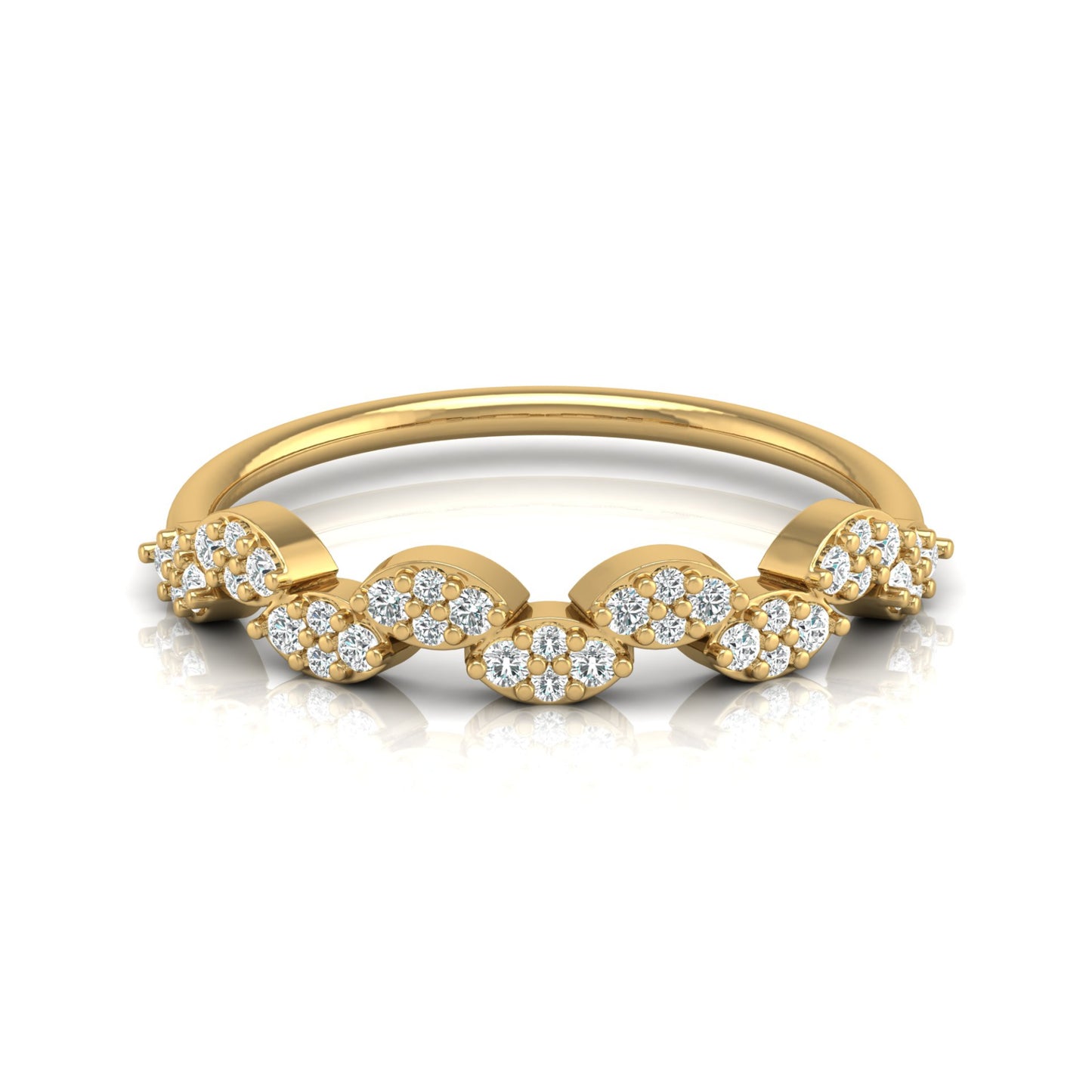 0.22 Carat Round Diamond Minimalist Wedding Band Ring Dainty Gold Ring for Her