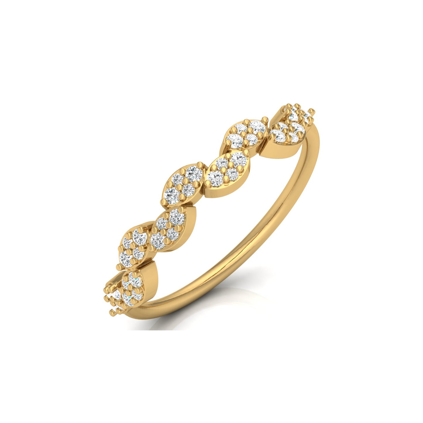 0.22 Carat Round Diamond Minimalist Wedding Band Ring Dainty Gold Ring for Her
