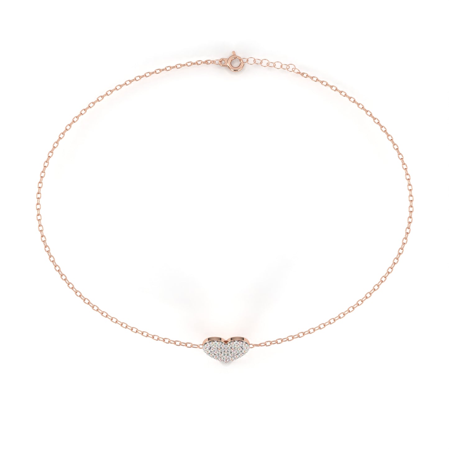 Vintage Round Cut Diamond Heart Shape Prong Set Cluster Handcrafted Dainty Party Wear Charm Bracelet