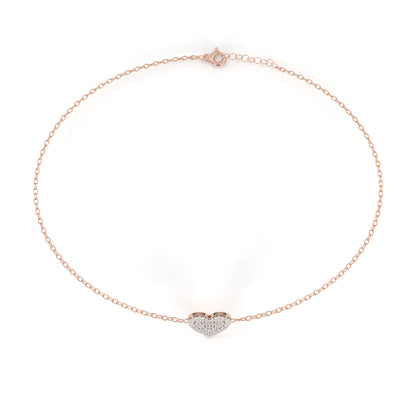 Vintage Round Cut Diamond Heart Shape Prong Set Cluster Handcrafted Dainty Party Wear Charm Bracelet