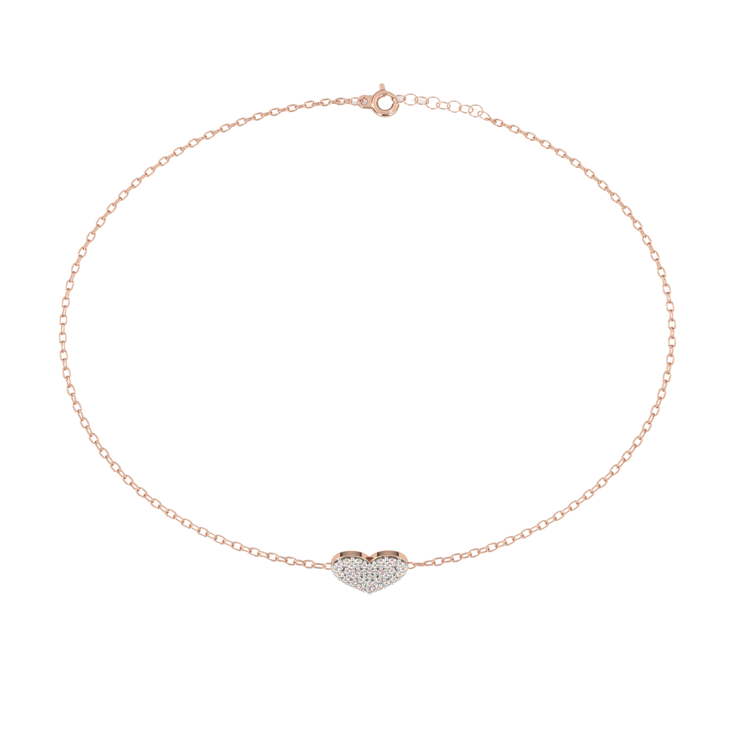 Vintage Round Cut Diamond Heart Shape Prong Set Cluster Handcrafted Dainty Party Wear Charm Bracelet