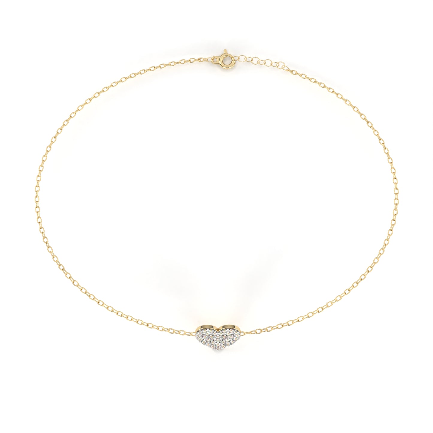 Vintage Round Cut Diamond Heart Shape Prong Set Cluster Handcrafted Dainty Party Wear Charm Bracelet