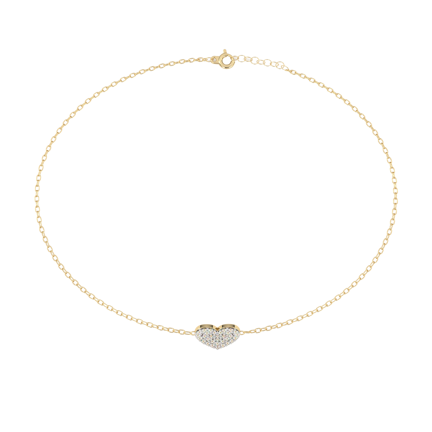 Vintage Round Cut Diamond Heart Shape Prong Set Cluster Handcrafted Dainty Party Wear Charm Bracelet