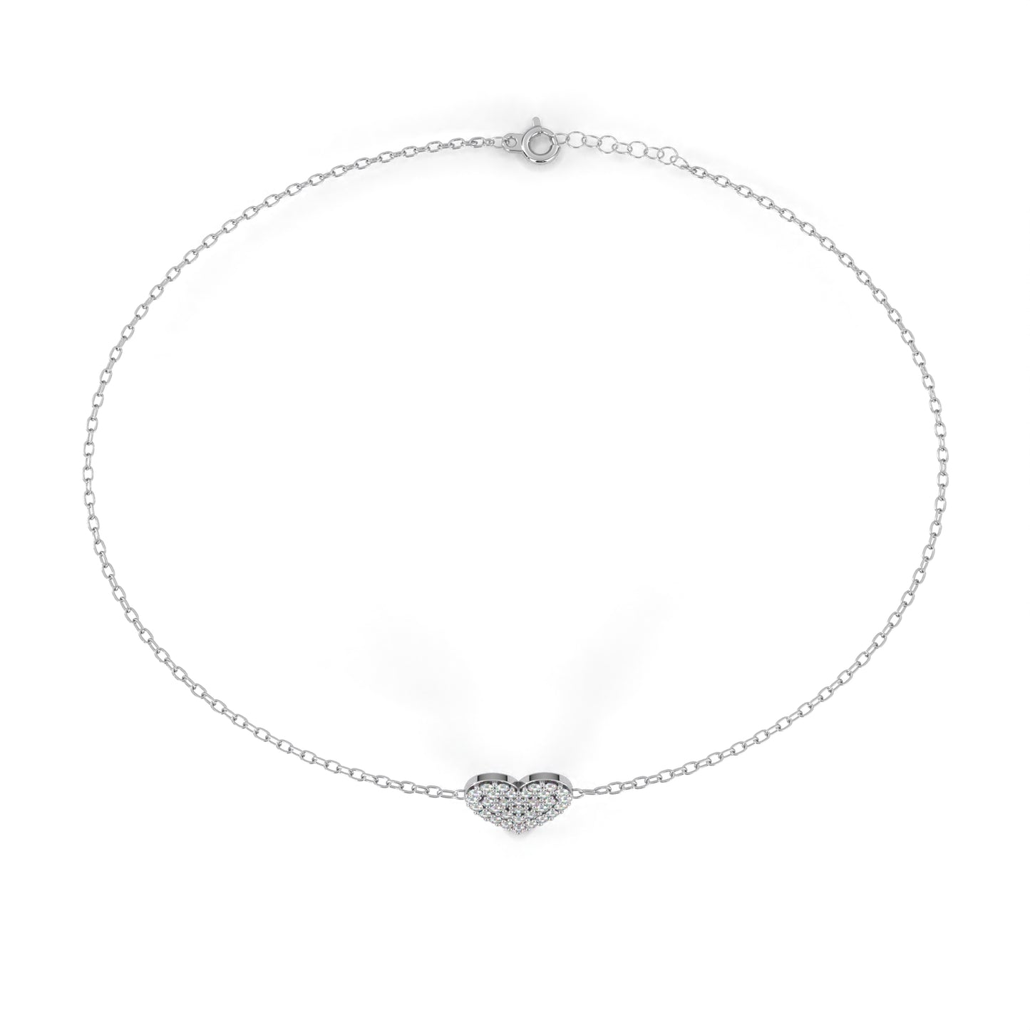 Vintage Round Cut Diamond Heart Shape Prong Set Cluster Handcrafted Dainty Party Wear Charm Bracelet