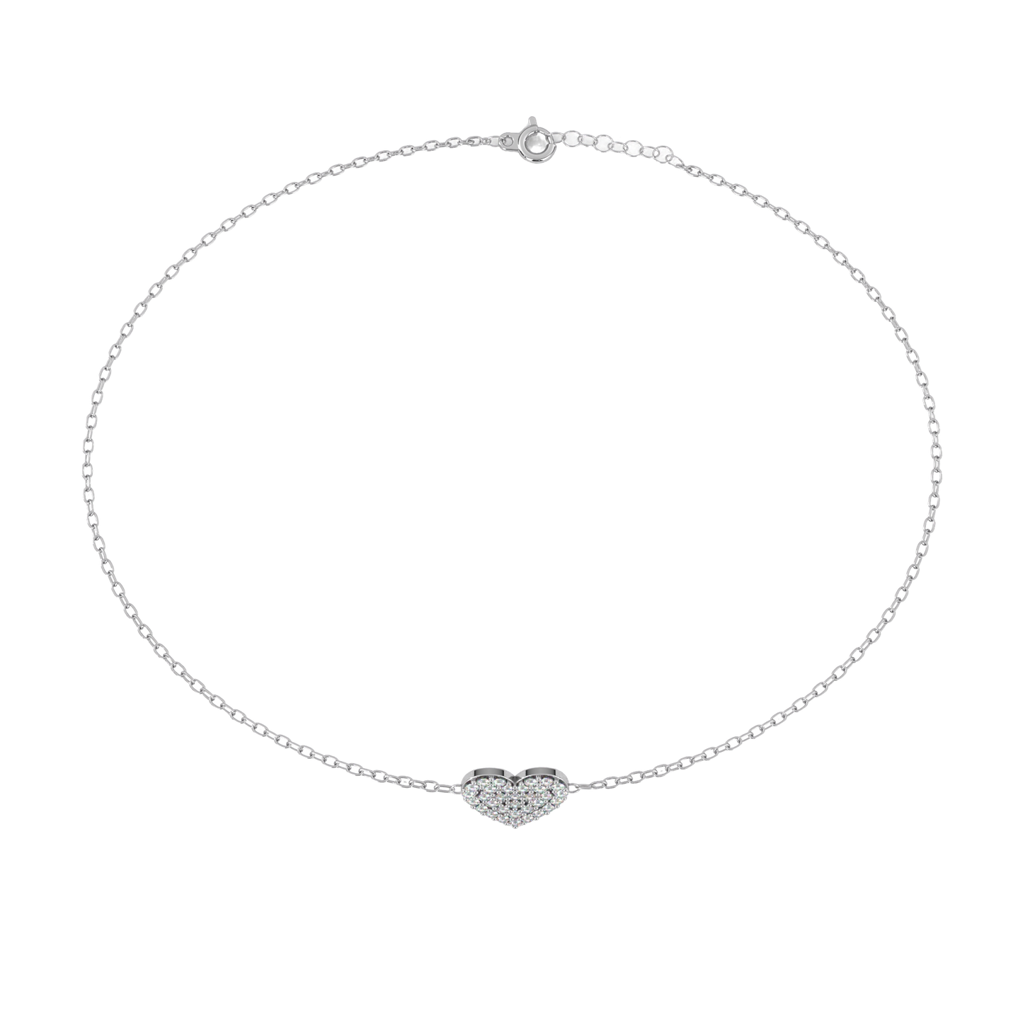 Vintage Round Cut Diamond Heart Shape Prong Set Cluster Handcrafted Dainty Party Wear Charm Bracelet