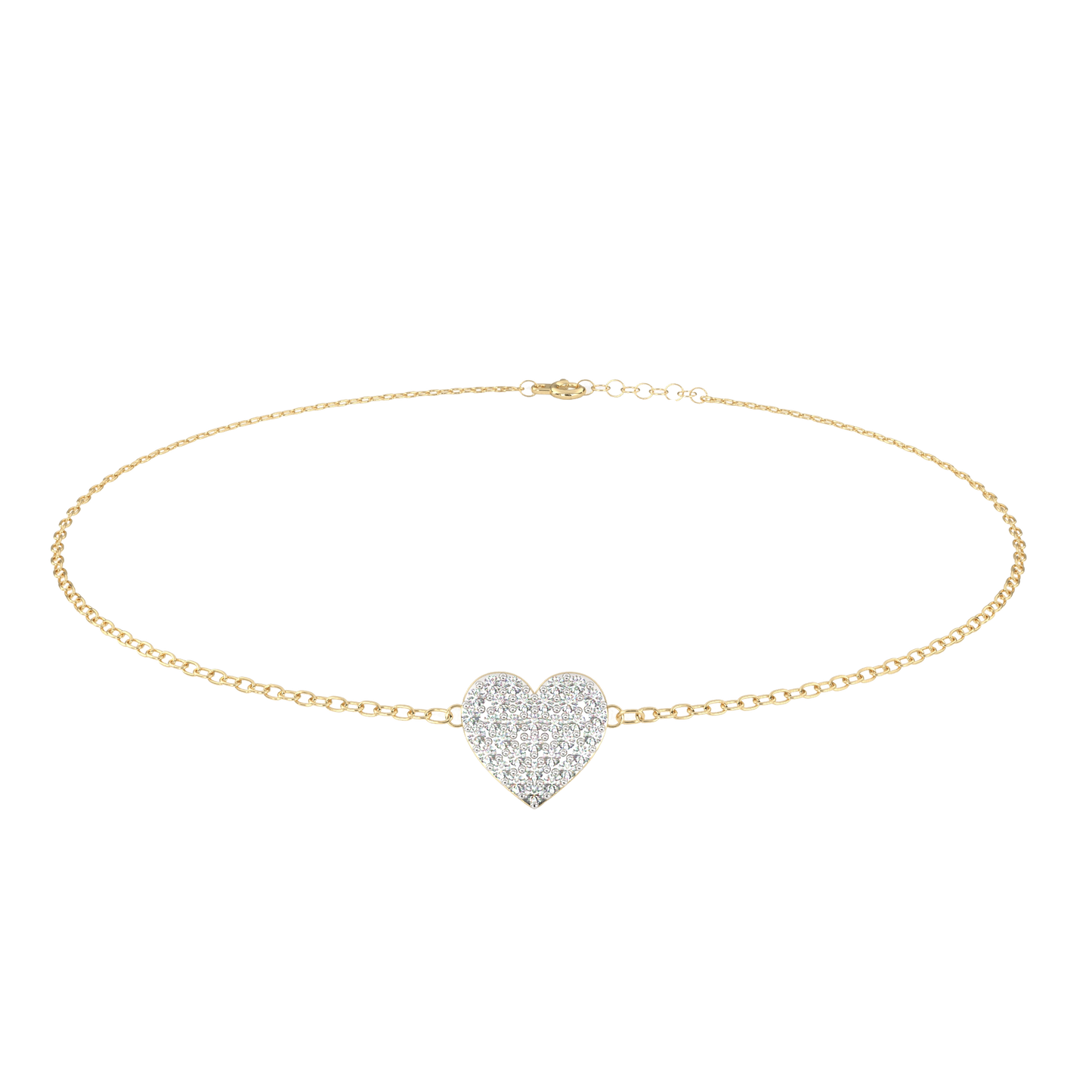 Vintage Round Cut Diamond Heart Shape Prong Set Cluster Handcrafted Dainty Party Wear Charm Bracelet