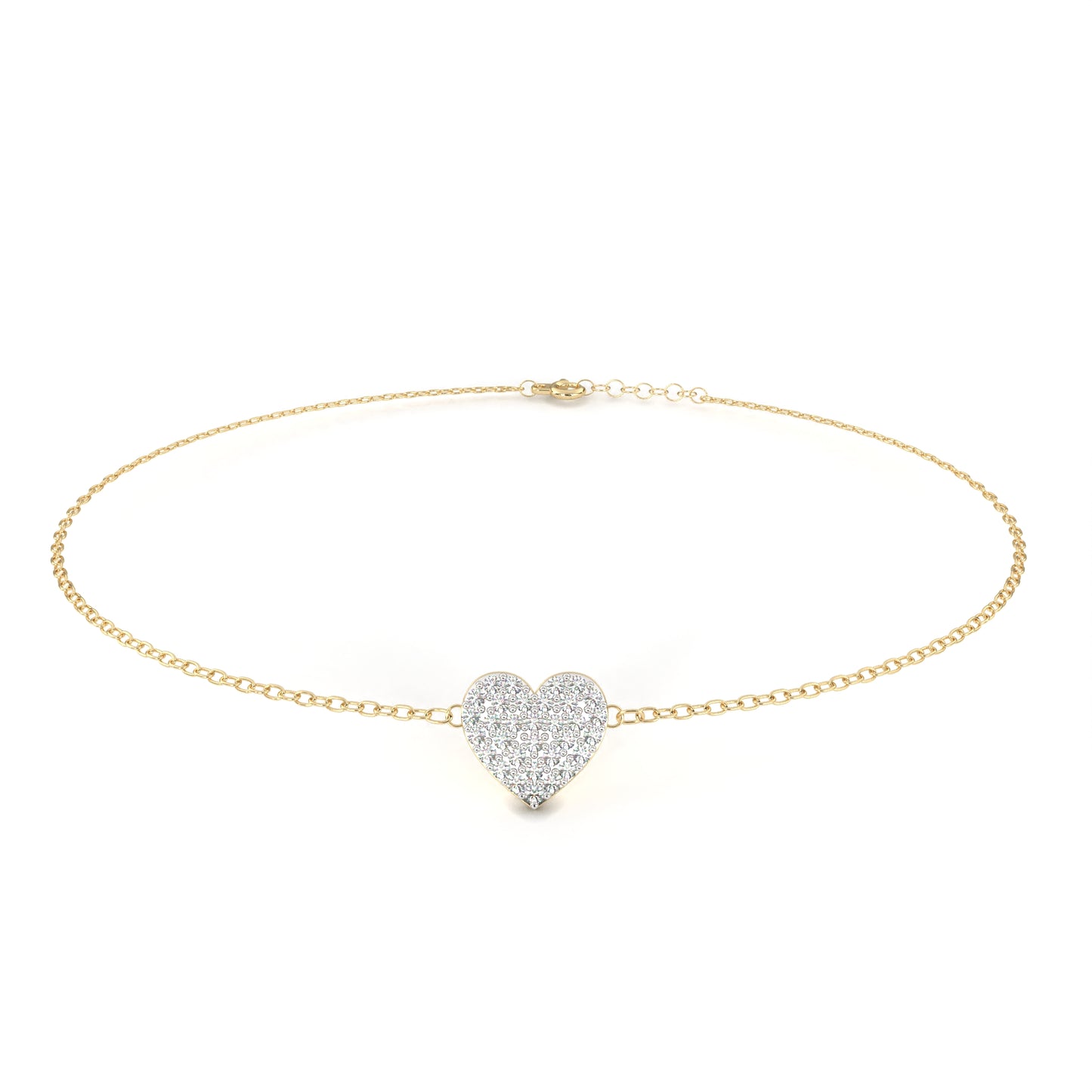 Vintage Round Cut Diamond Heart Shape Prong Set Cluster Handcrafted Dainty Party Wear Charm Bracelet