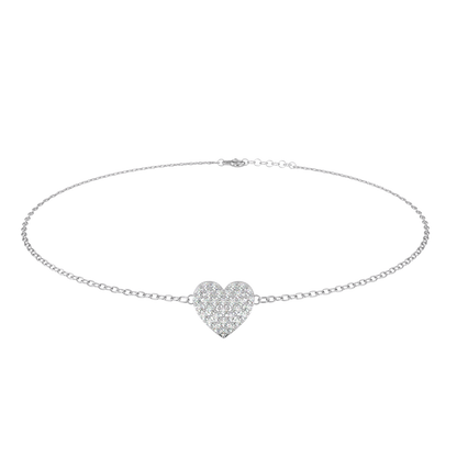 Vintage Round Cut Diamond Heart Shape Prong Set Cluster Handcrafted Dainty Party Wear Charm Bracelet