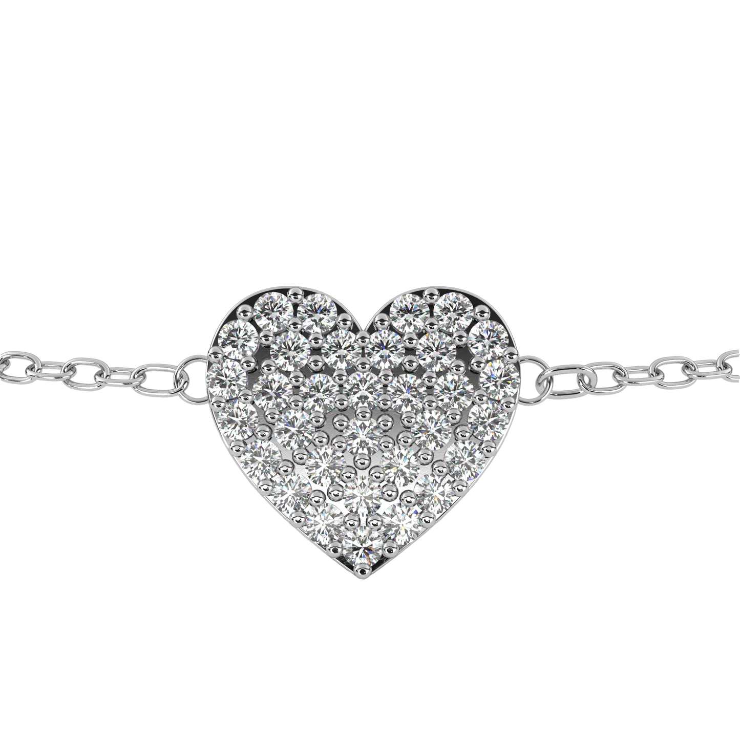 Vintage Round Cut Diamond Heart Shape Prong Set Cluster Handcrafted Dainty Party Wear Charm Bracelet