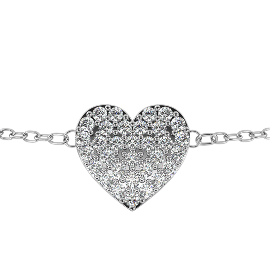 Vintage Round Cut Diamond Heart Shape Prong Set Cluster Handcrafted Dainty Party Wear Charm Bracelet