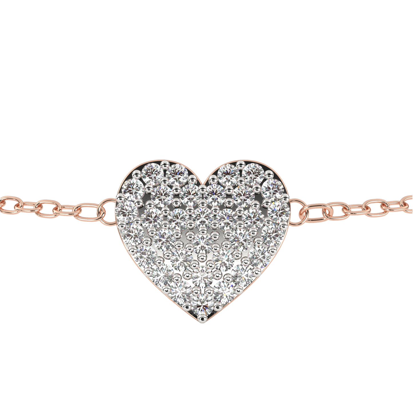 Vintage Round Cut Diamond Heart Shape Prong Set Cluster Handcrafted Dainty Party Wear Charm Bracelet