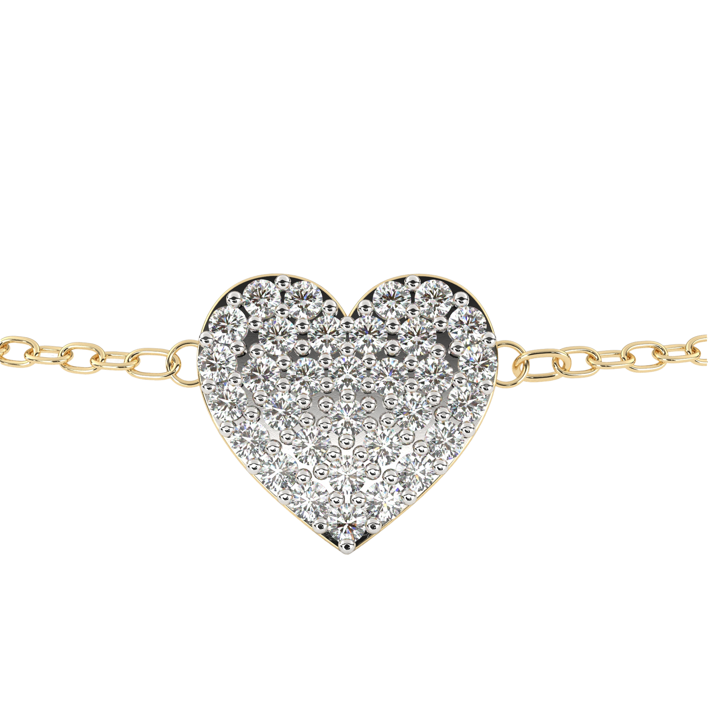 Vintage Round Cut Diamond Heart Shape Prong Set Cluster Handcrafted Dainty Party Wear Charm Bracelet