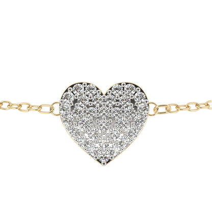 Vintage Round Cut Diamond Heart Shape Prong Set Cluster Handcrafted Dainty Party Wear Charm Bracelet