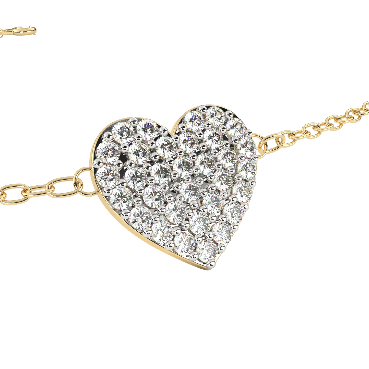 Vintage Round Cut Diamond Heart Shape Prong Set Cluster Handcrafted Dainty Party Wear Charm Bracelet