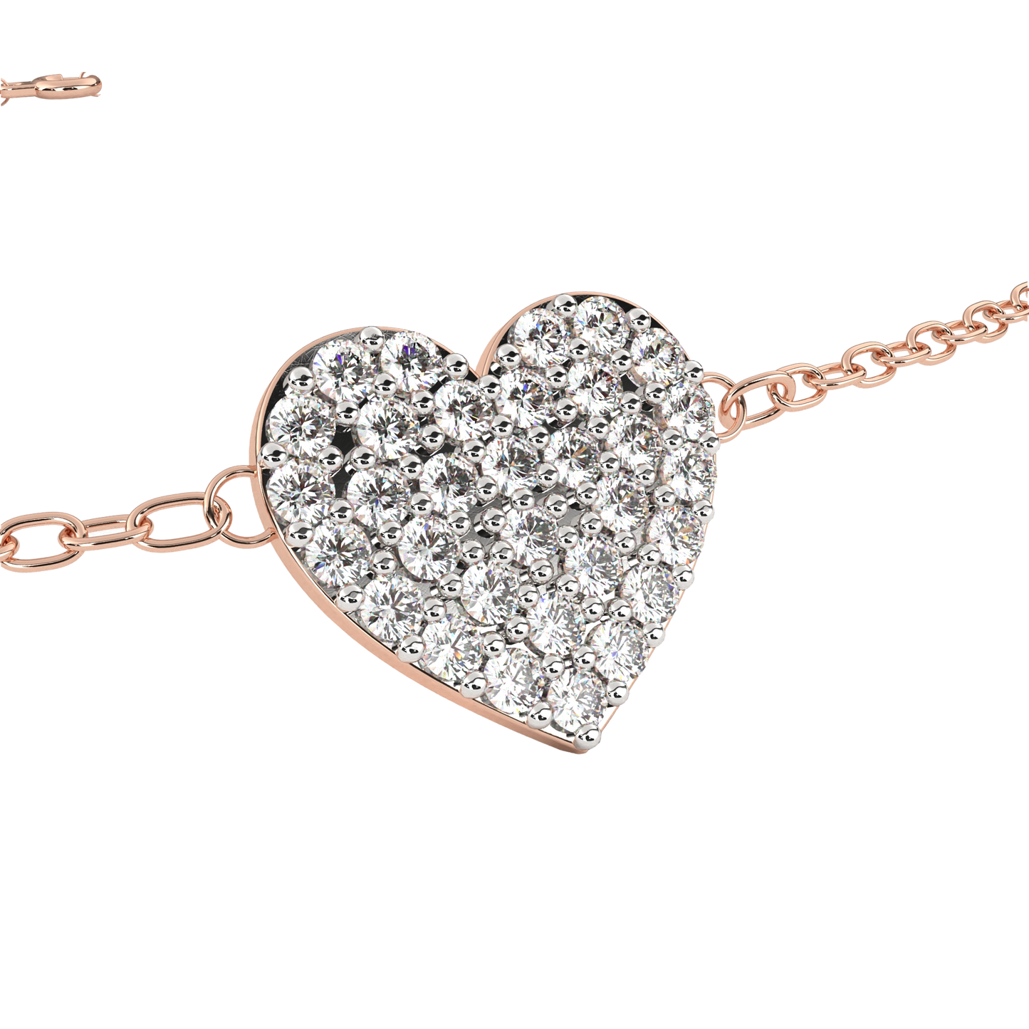 Vintage Round Cut Diamond Heart Shape Prong Set Cluster Handcrafted Dainty Party Wear Charm Bracelet