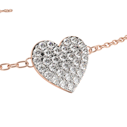 Vintage Round Cut Diamond Heart Shape Prong Set Cluster Handcrafted Dainty Party Wear Charm Bracelet