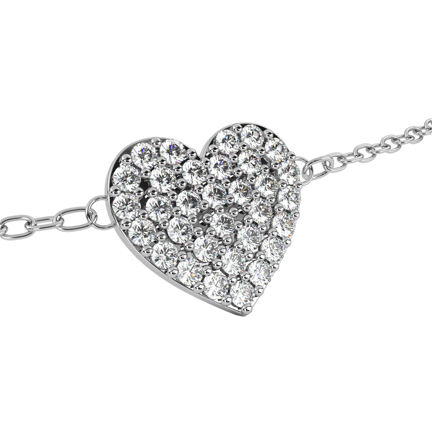 Vintage Round Cut Diamond Heart Shape Prong Set Cluster Handcrafted Dainty Party Wear Charm Bracelet