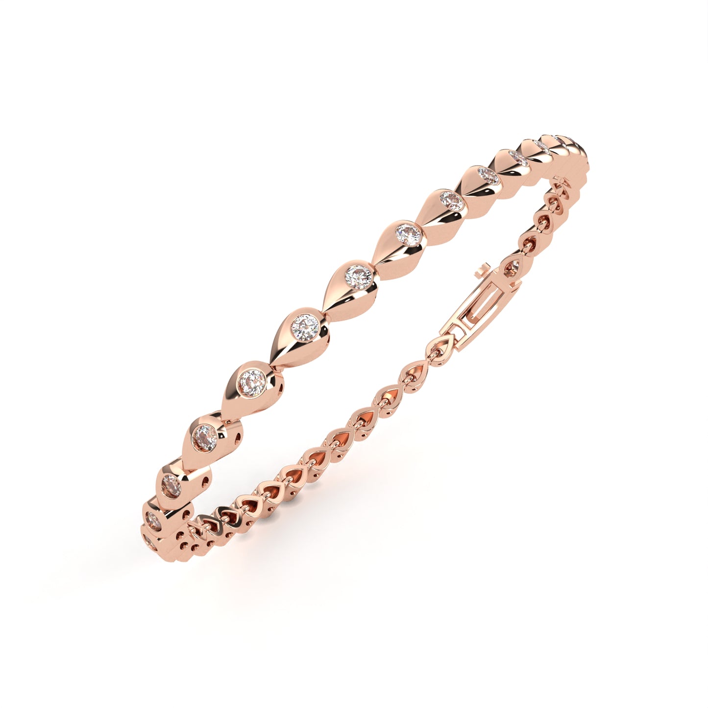 1.02Ct Pear Shape Round Cut Lab Grown & Natural Diamond Cluster Minimalist Statement Tennis Bracelet Gift For Her