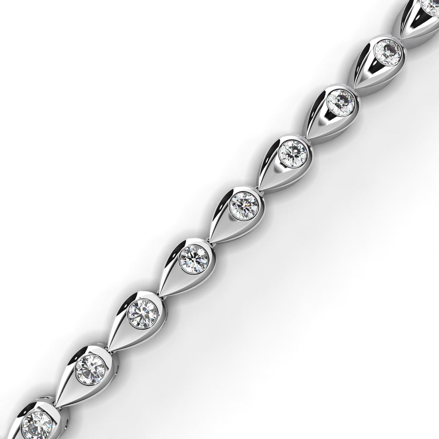 1.02Ct Pear Shape Round Cut Lab Grown & Natural Diamond Cluster Minimalist Statement Tennis Bracelet Gift For Her