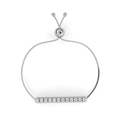 14K Yellow Gold Round Cut Lab Grown Diamond Channel Set Dainty Cluster Party Wear Bracelet