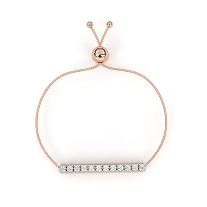 14K Yellow Gold Round Cut Lab Grown Diamond Channel Set Dainty Cluster Party Wear Bracelet