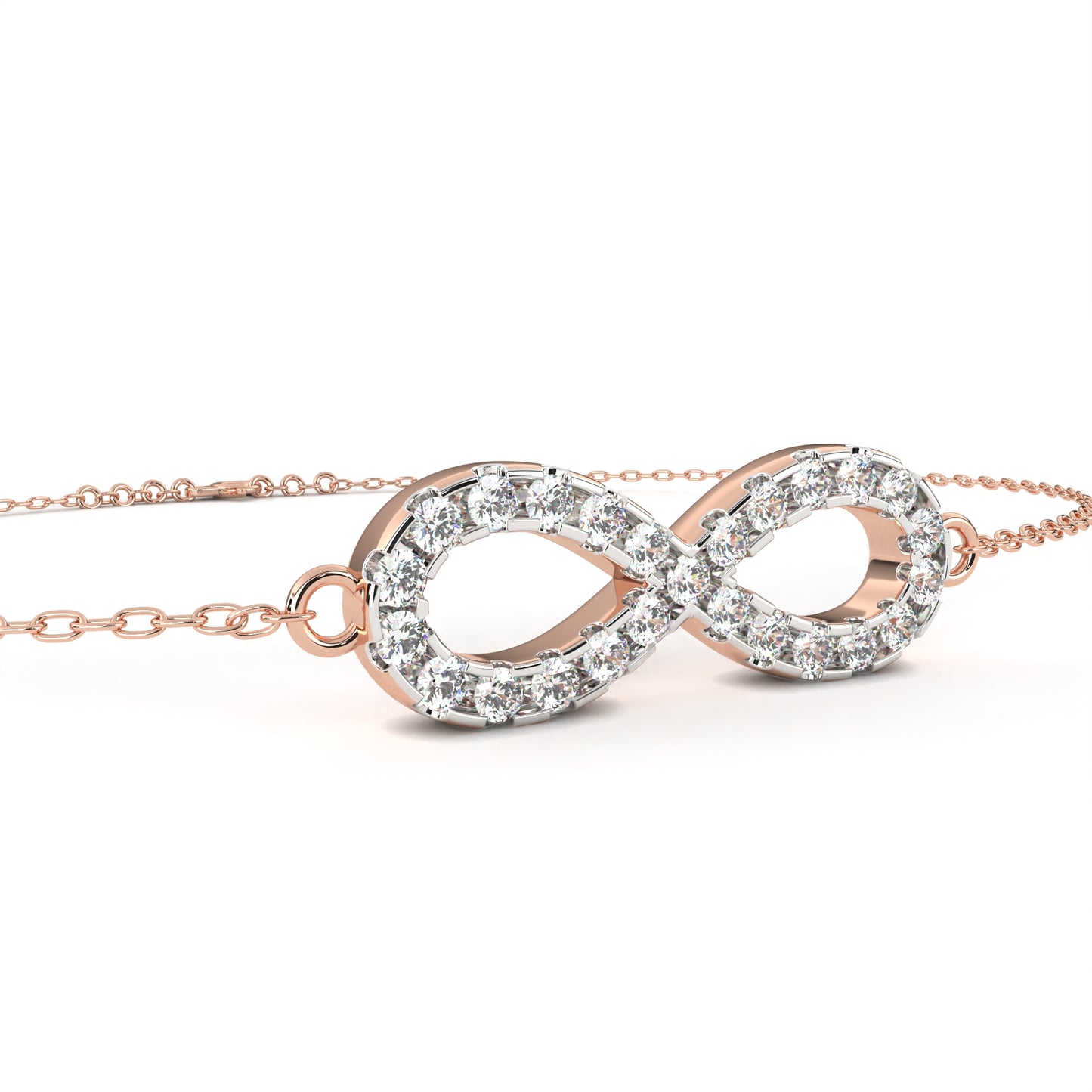 Round Cut Top Grade Diamond Infinity Shape Unique Elegant Classic Perfect Sparkling Dainty Charm Bracelet Gift For Women's
