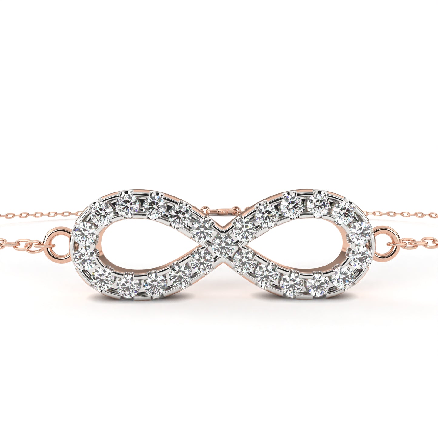 Round Cut Top Grade Diamond Infinity Shape Unique Elegant Classic Perfect Sparkling Dainty Charm Bracelet Gift For Women's