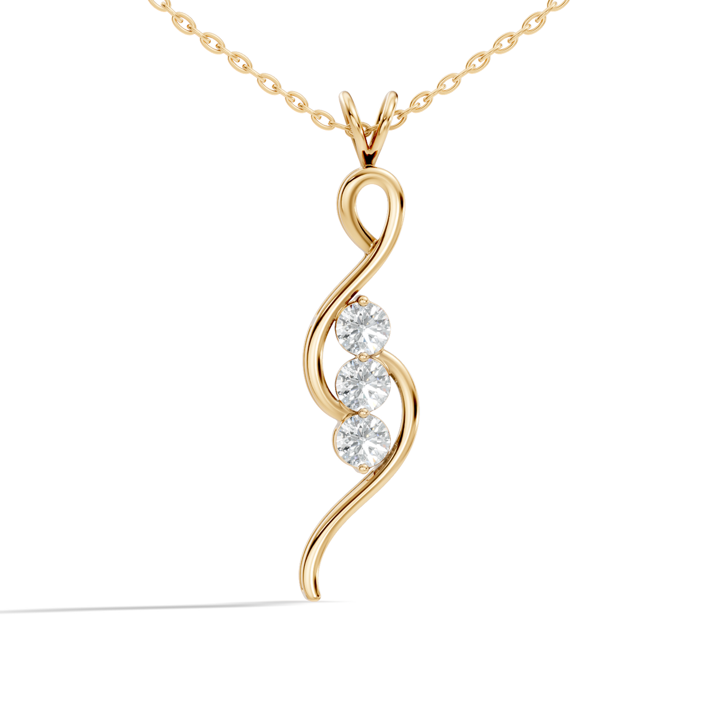 Three-Stone Lab-Grown Diamond Pendant Gold Infinity Minimalist Elegant Jewelry for Women