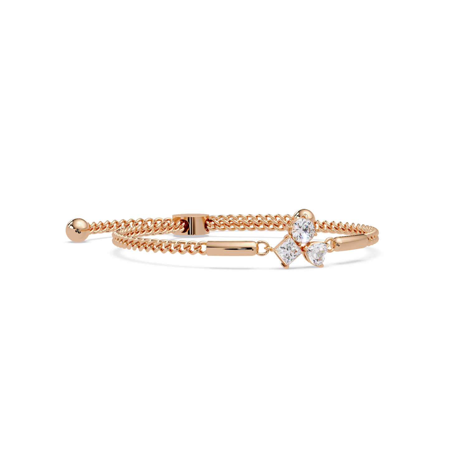 Trio Lab Grown Diamond Shape Adjustable Bracelet - HIGHCARAT DIAMONDS