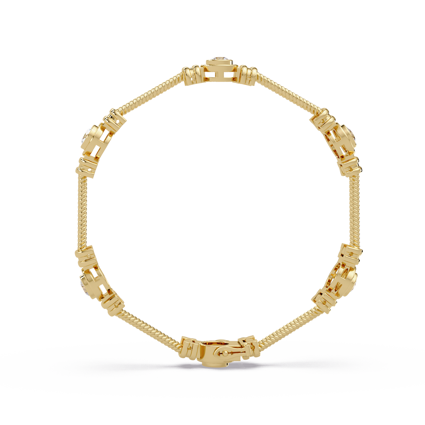 Triple Rope Lab Grown Round Diamond Gold Bracelet - HIGHCARAT DIAMONDS