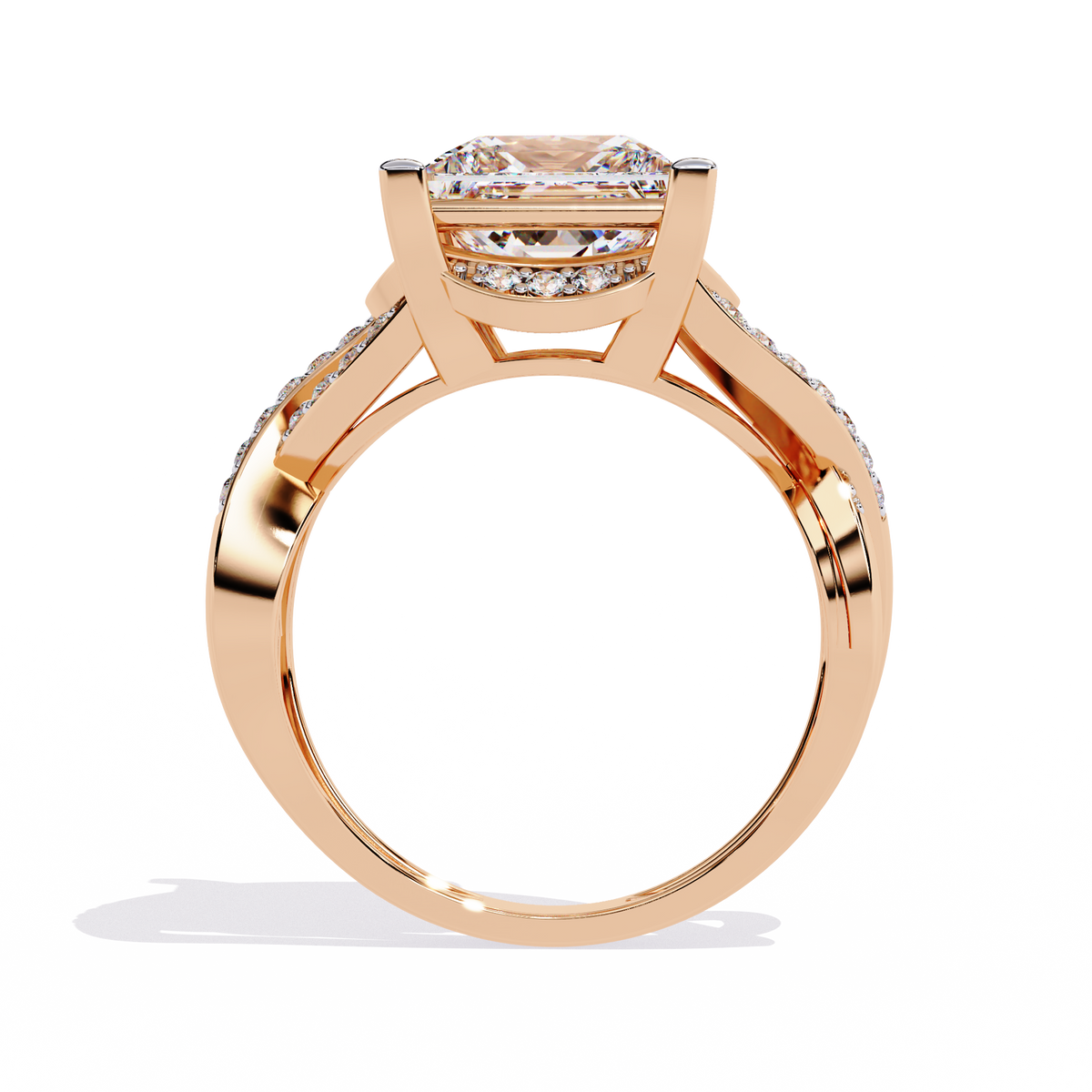Twisted 3.47Ct Princess And Round Cut Diamond Antique Elegant Stunning Perfect Classic Engagement Ring - HIGHCARAT DIAMONDS