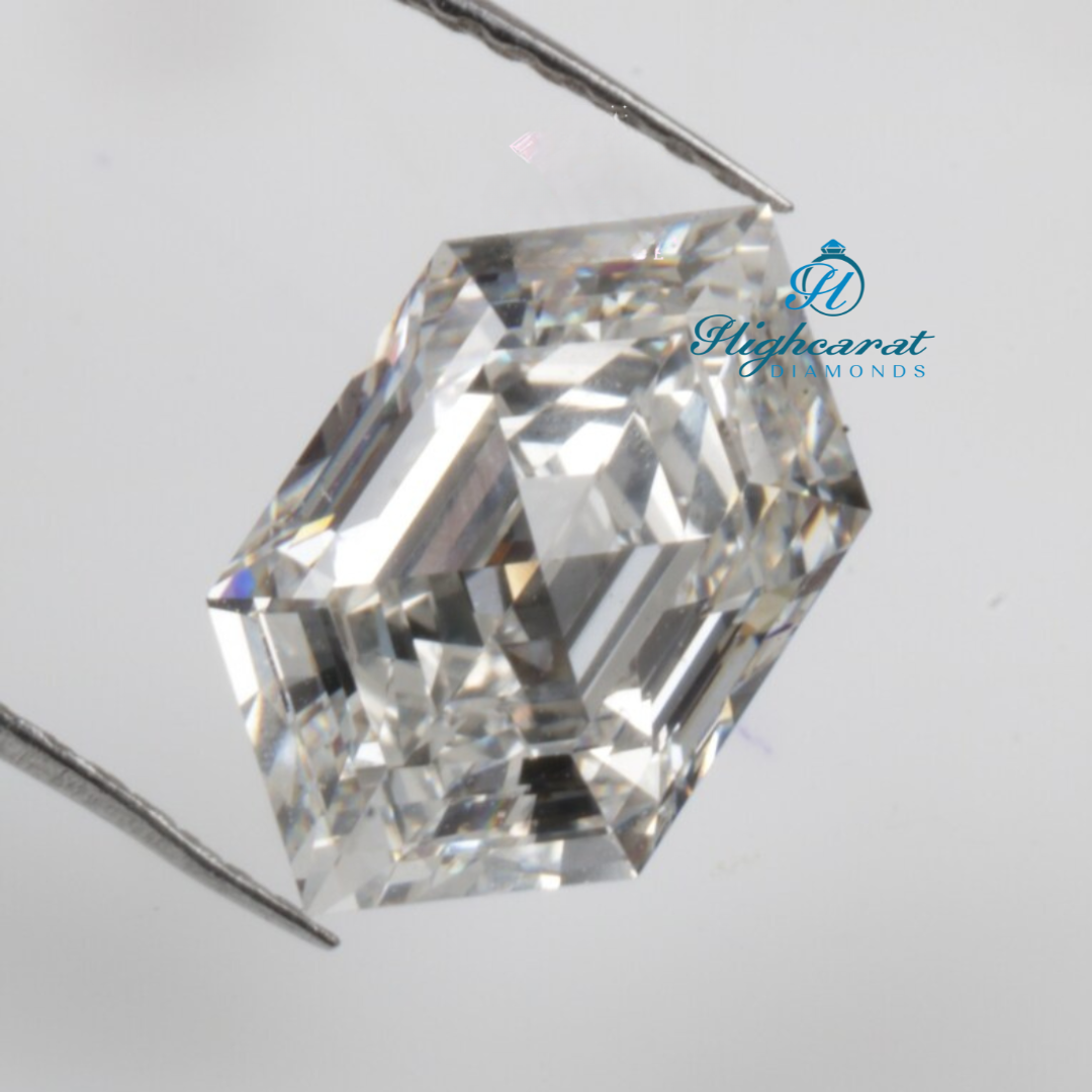 Fancy Hexagon Shape Step Cut Loose Diamond designed with modern geometric styling