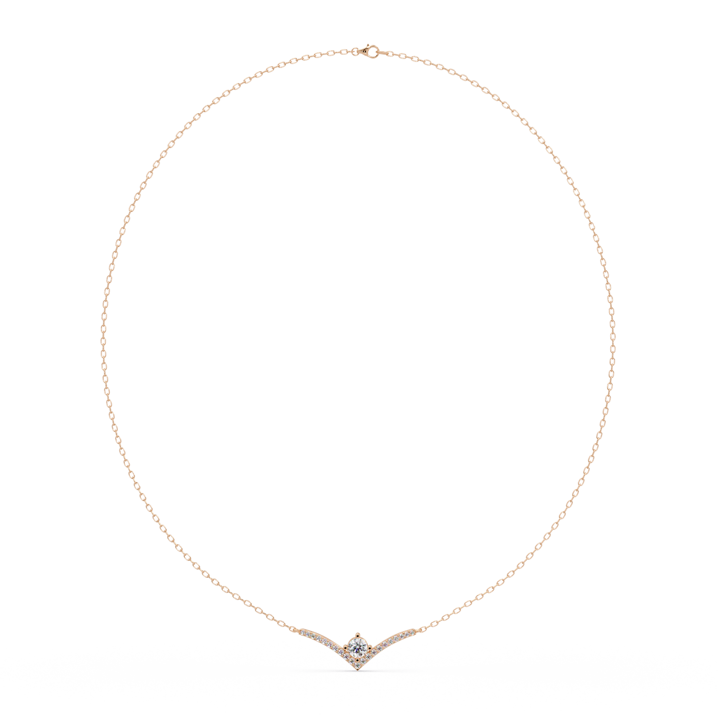 V Curve Lab Grown Diamond Rose Gold Pendant Necklace - HIGHCARAT DIAMONDS