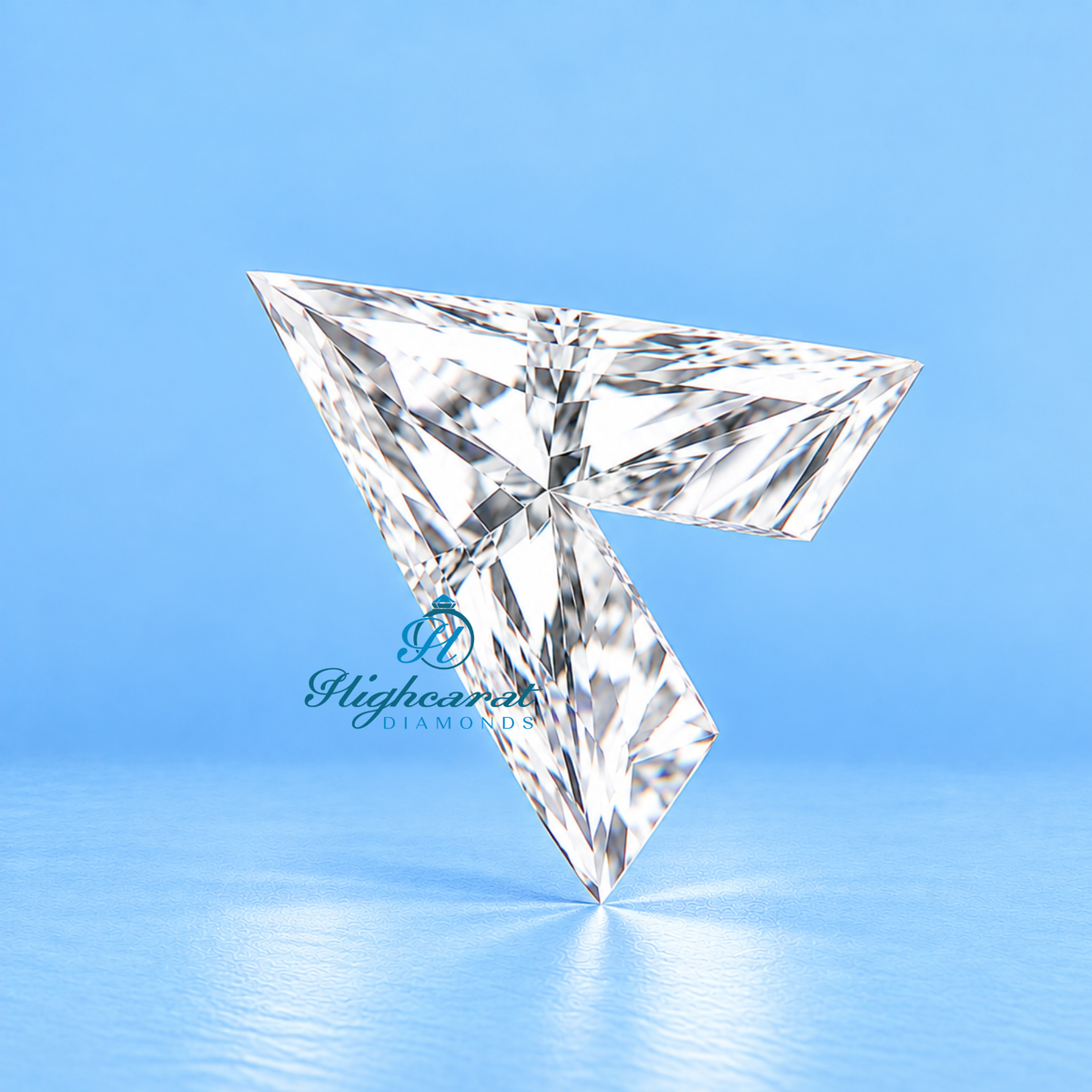 Close-up of V alphabet lab grown diamond details