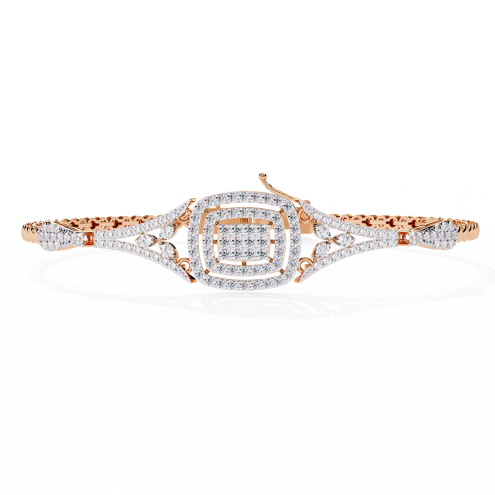 Vintage 1.07Ct Round Cut Lab Grown Diamond Antique Minimalist Perfect Sparkling Bridesmaid Cuff Bracelet - HIGHCARAT DIAMONDS