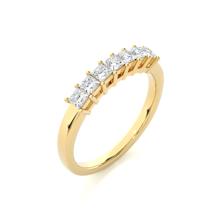 Princess Cut Half Eternity Band In 14K Solid Gold In Lab grown And Natural Diamonds