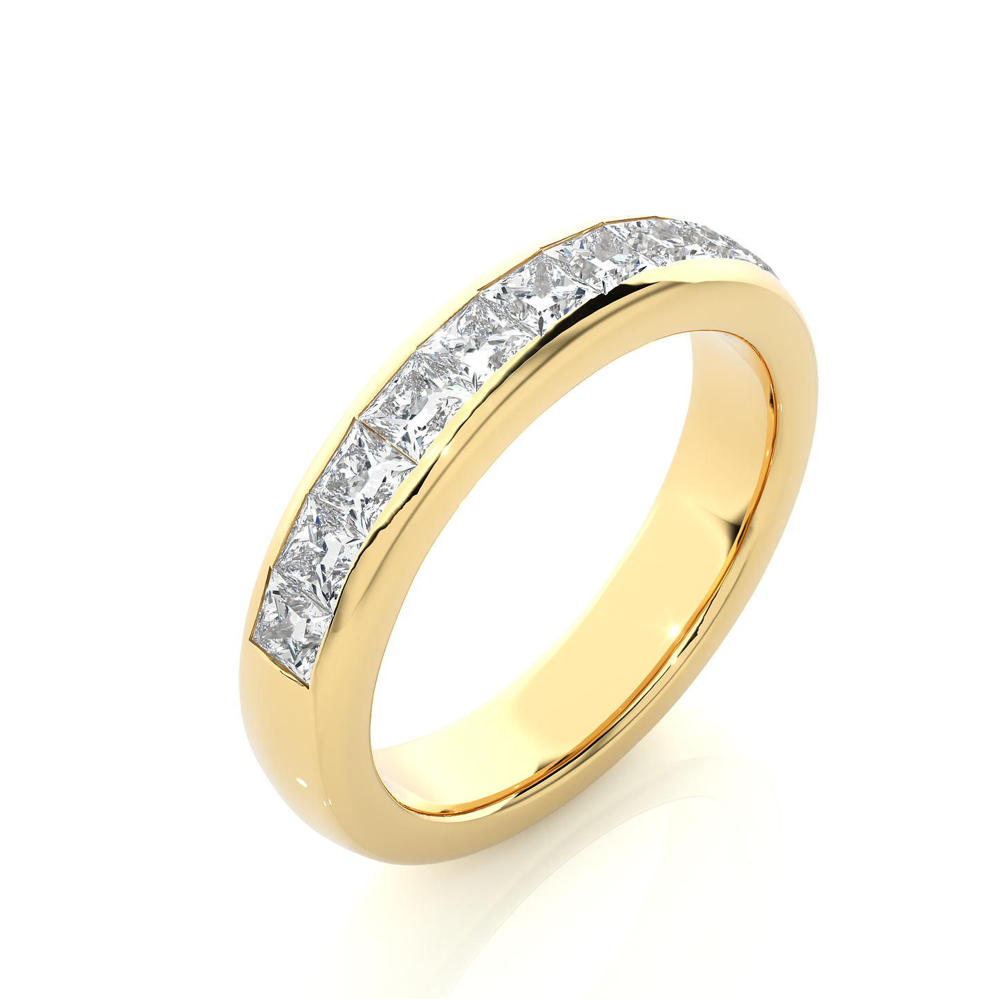 0.55 CT Princess Cut Diamond Eternity Band Ring in 18KT Solid Gold Wedding Jewelry