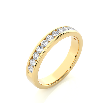 Eco-Friendly Round Diamond Channel Set Wedding Band Lab-Grown Sparkle Band For Wife
